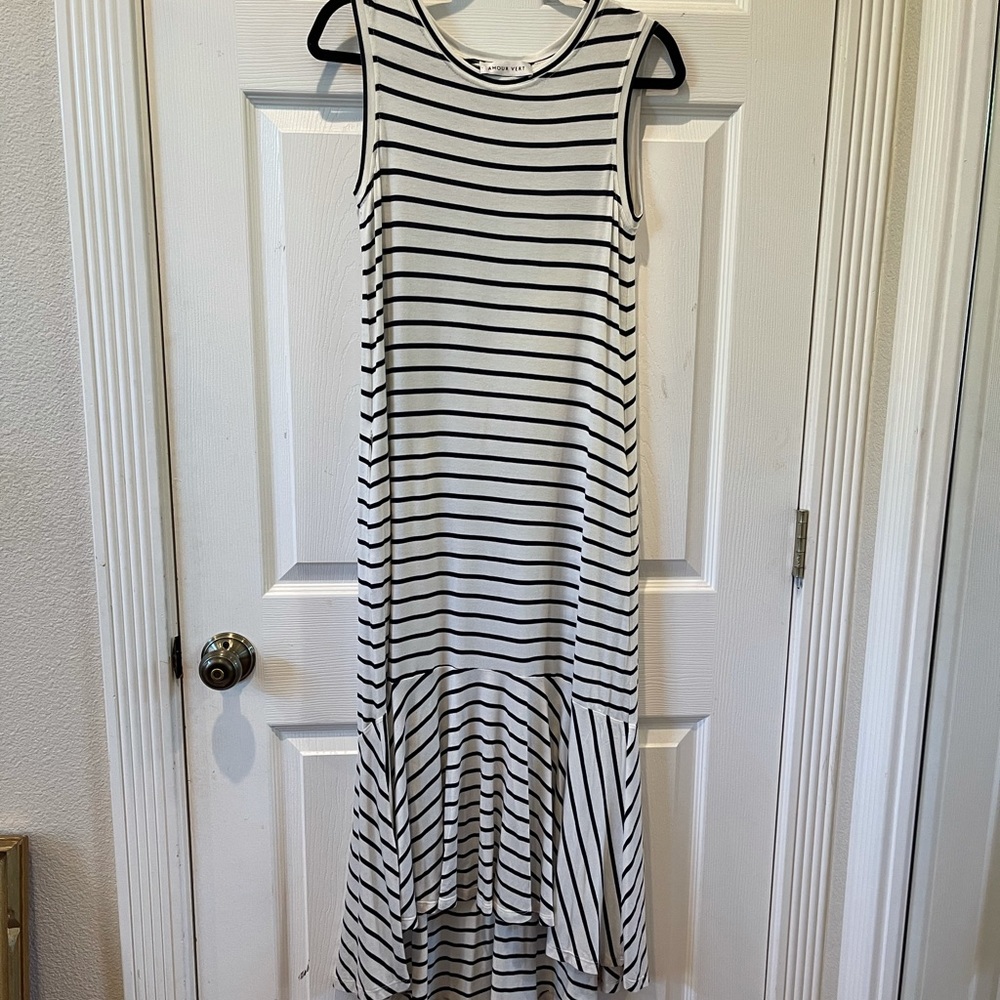 Anthropologie Amour Vert Striped High-Low Dress - Picture 2 of 9